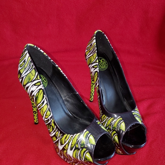 Too Fast Brand Smokin High Heel Shoes green zombie - Picture 2 of 13